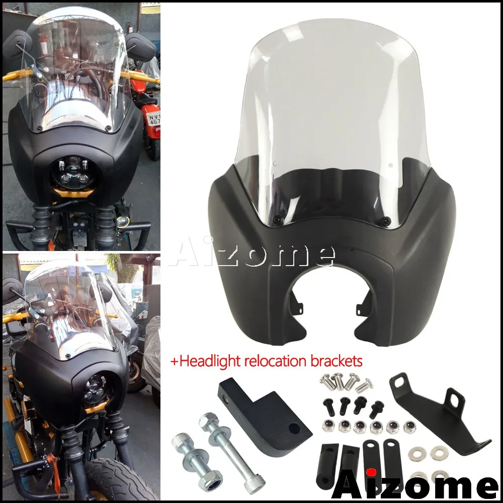 1" Комплект обтекателя лобового стекла для Harley Dyna FXDL FXDF FXDB FXDWG '06- передний высокий обтекатель с блоком перемещения света