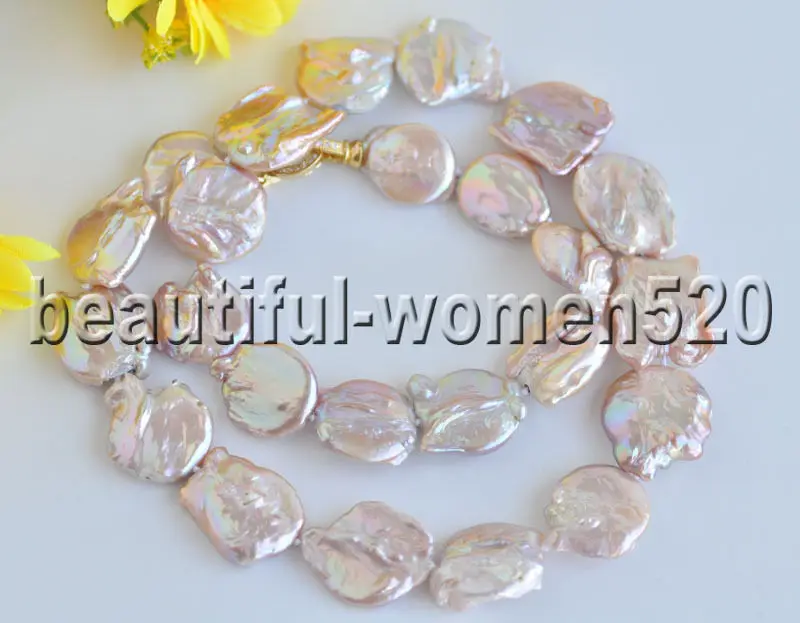

Z8566 23mm Lavender Baroque Coin KESHI PEARL NECKLACE 24inch