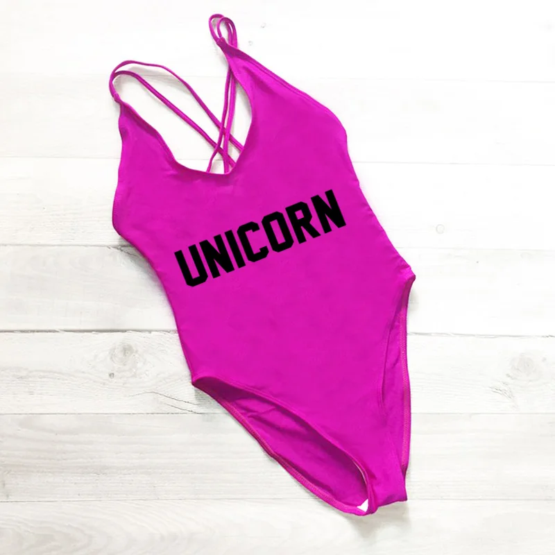 Новинка 2020 пикантный слитный купальник с единорогом купальники надписью и