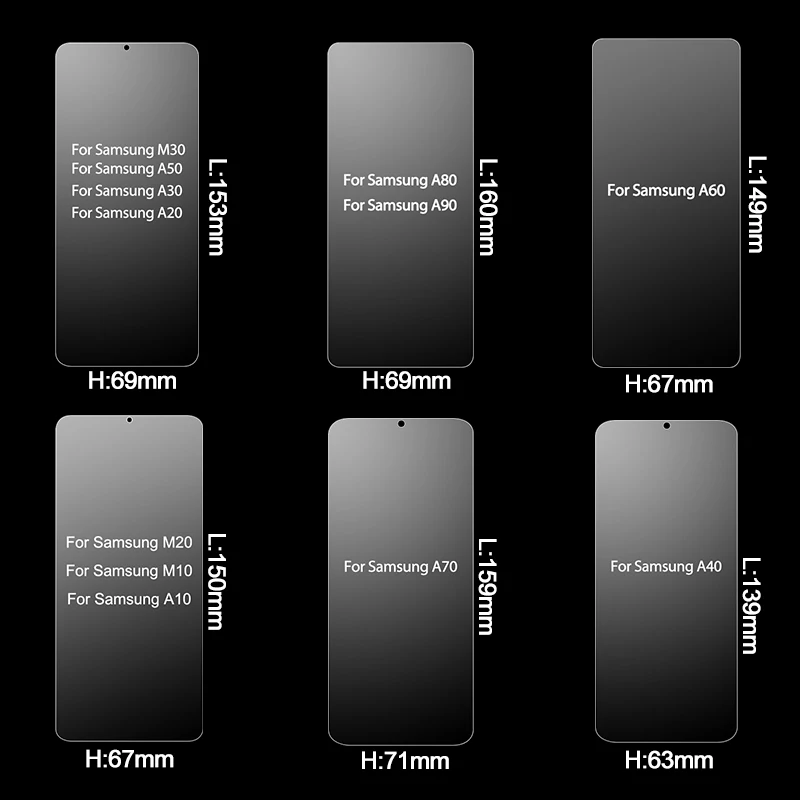 Защитное стекло закаленное для Samsung A50/A70/A40/A30/A50/A60/A80/A10/A20/A90|Защитные стёкла и
