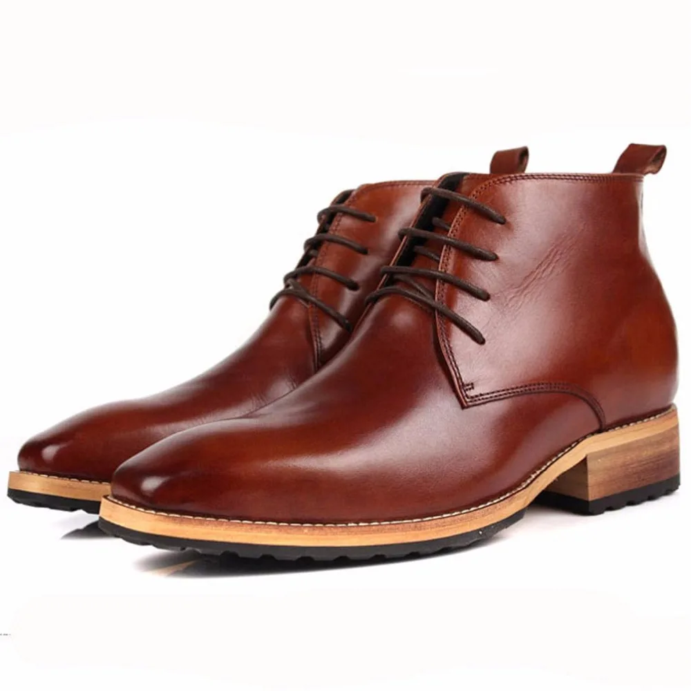 HEINRICH 2018 Winter New Ankle Chelsea Boots Men's Genuine Leather Formal Dress Shoes Men Height Increase Snow Laarzen | Обувь