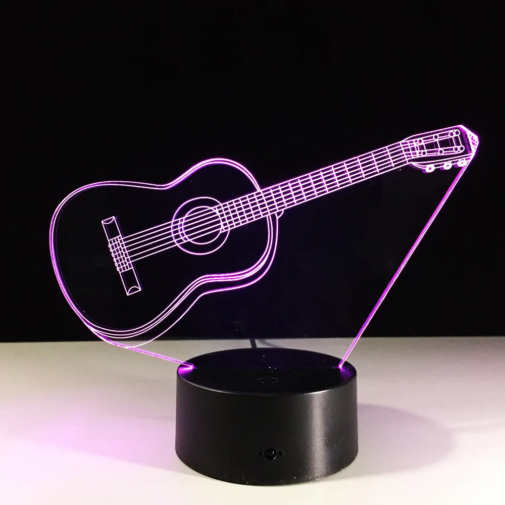 3D лампа-гитара 7 цветов светодиодный ночник для детей сенсорный Led USB Таблица Lampara