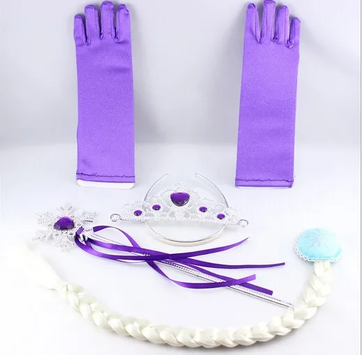 

Children crown wig braid gloves magic wand suits girl ribbon snowflake fairy wands crowns glove party princess Cos props gifts