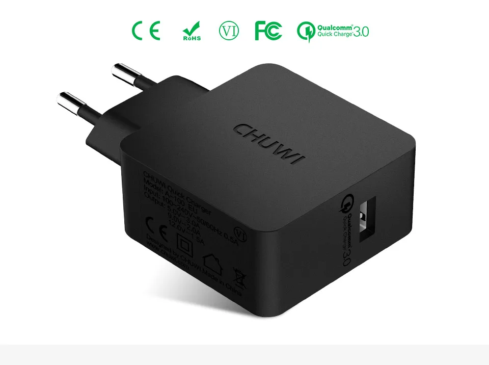 Chuwi дорожное настенное зарядное устройство Быстрая зарядка QC 3,0 USB зарядное устройство адаптер ЕС вилка универсальный для планшетных ПК