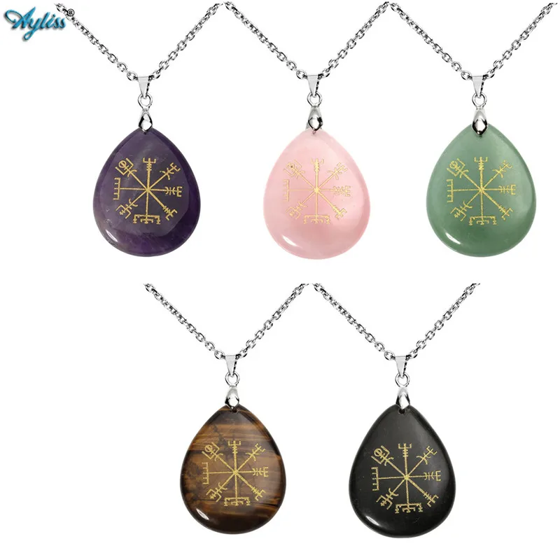 Ayliss оптовая цена Guidepost компас Vegvisir натуральный камень кулон ожерелье