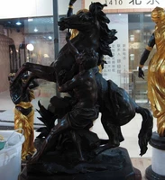 song voge gem s0665 western art decor copper bronze marble base figurine horse man statue sculpture