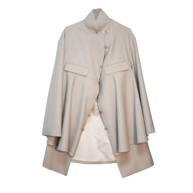 GETSRING Женское пальто необычное с вырезами рукав-колокол однотонный Тренч для