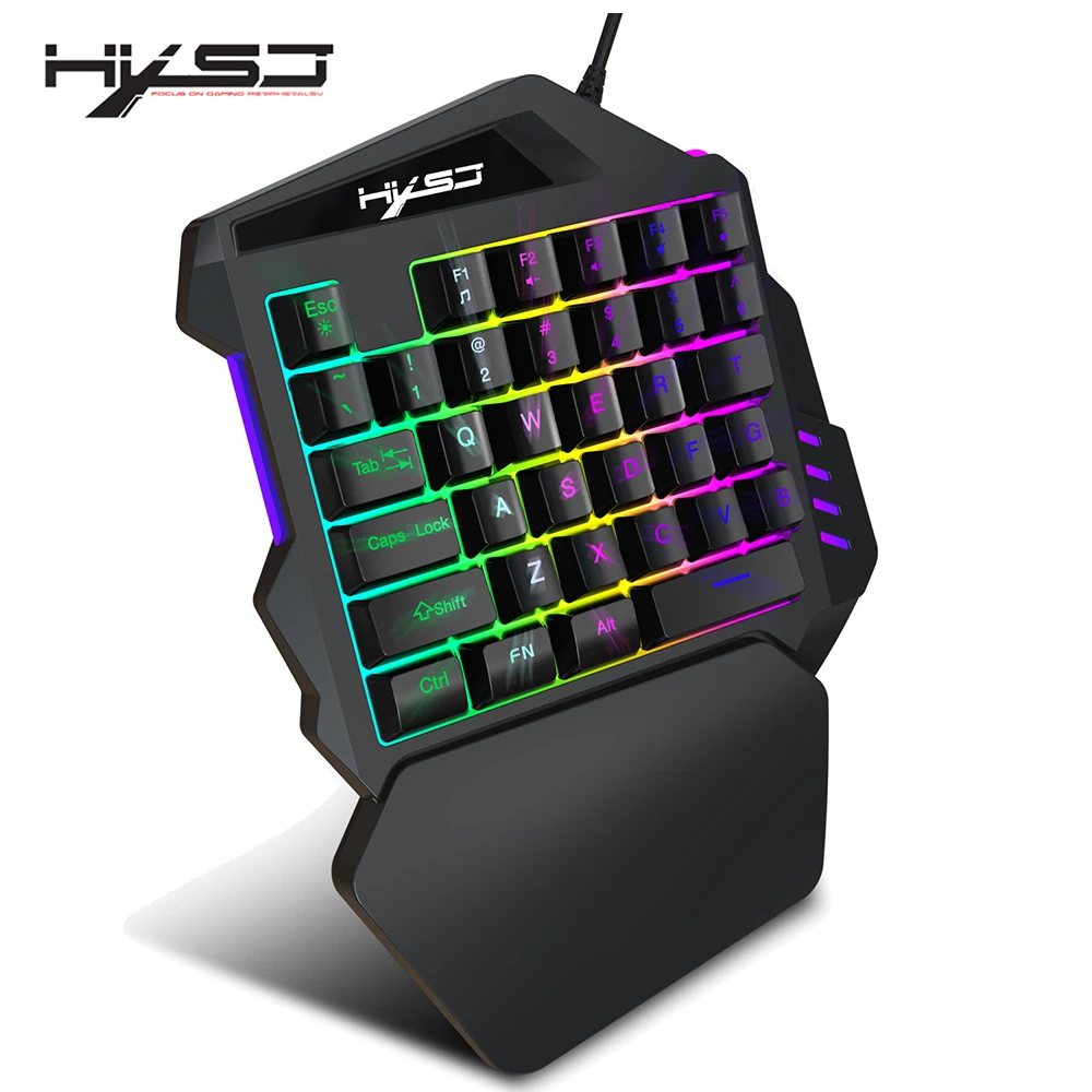 HXSJ Одноручная клавиатура левая 35 клавиш RGB несколько режимов подсветки подходит