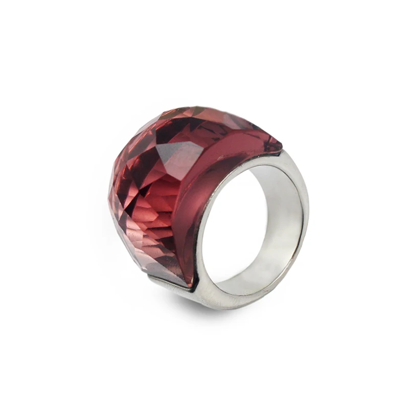 COUYA Luxury Cocktail Ring Glass Gem Stone Rings Fire Mystic Big for Women Silver Vintage Fashion Jewelry | Украшения и