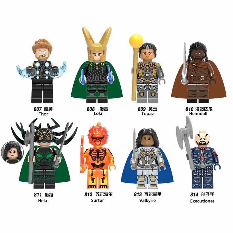 X0185Super Hero фигурка Тора Локи топаз Heimdall Hela Surtur валкири палач набор Legoingly модель