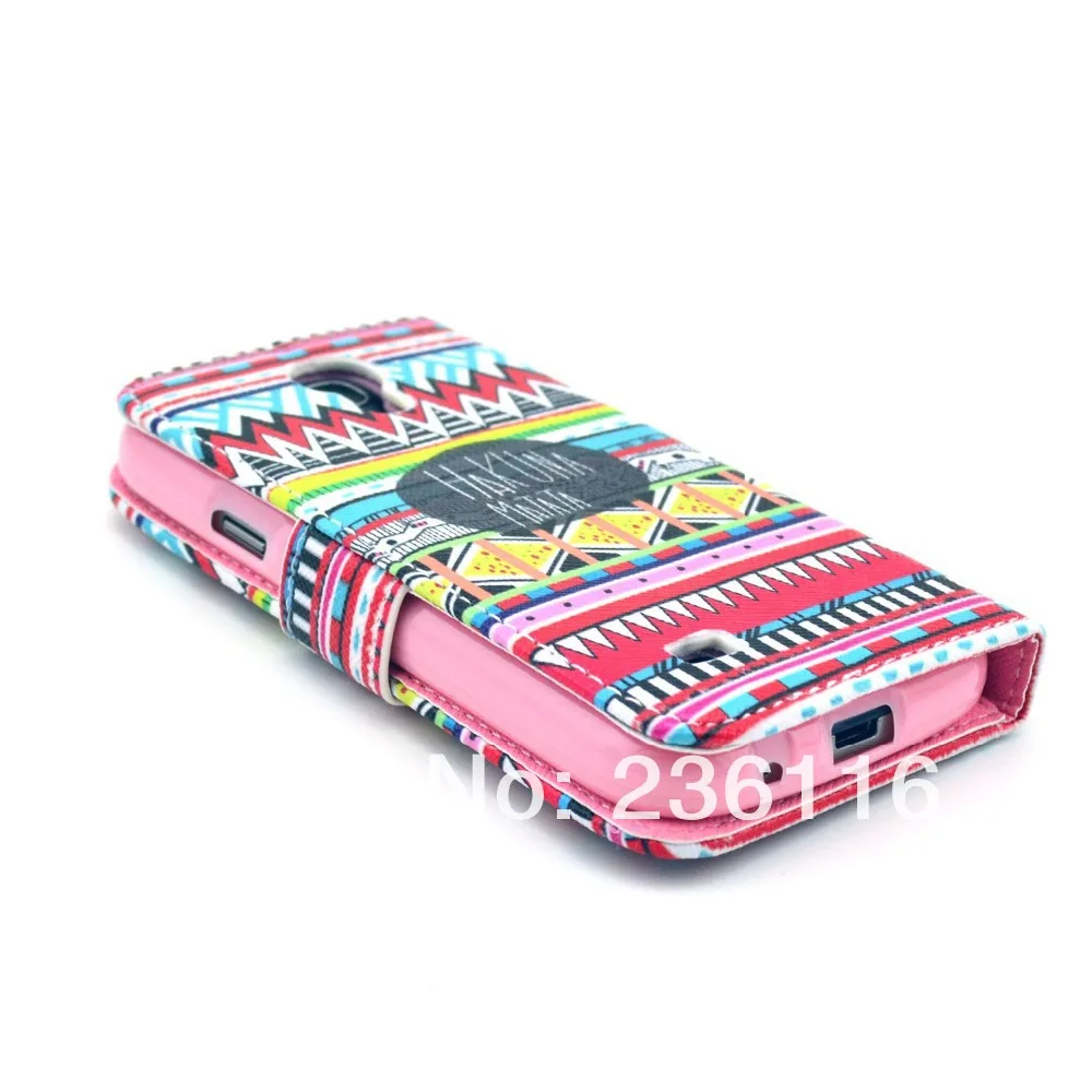 Hakuna Matata Tribal Carpet Pattern PU Leather Full Body Case with Snap Phone Shell for Samsung Galaxy S4 Mini I9190 |