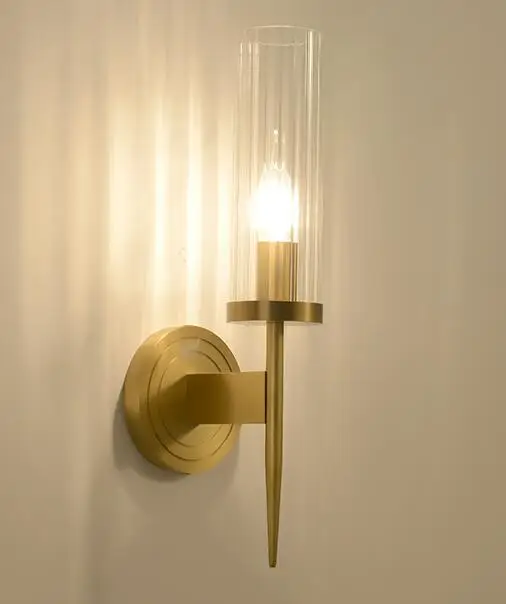 1 light wall lamp Американская вилла RH столовая Эдисон E27 Led подвесные светильники прямая пластина золотой металлический блеск лампы Led стержень подвесной светильник - Цвет корпуса: 1 light wall lamp