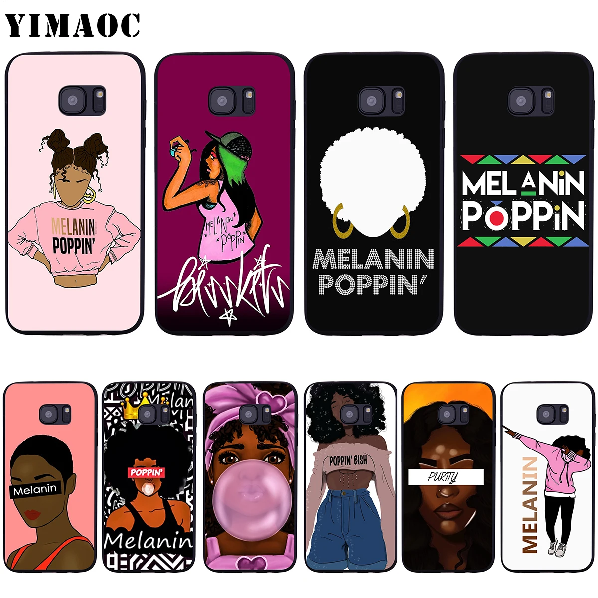 Мягкий силиконовый чехол YIMAOC 2bunz Melanin Poppin Aba для Samsung Galaxy S6 S7 Edge S8 S9 Plus A3 A5 A6 Note 8 9 |