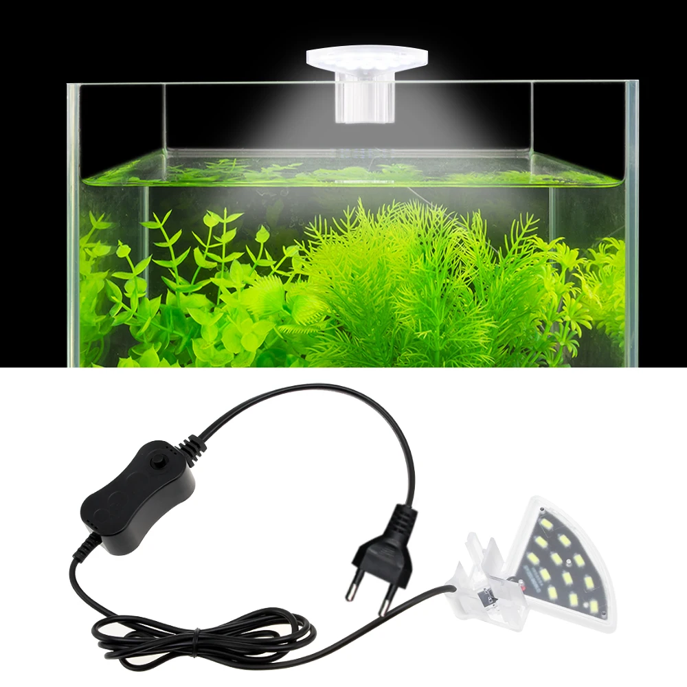 Senzeal M3 Fan-shaped Aquarium LED lighting Lamp Clip-on Aquarium Fish Tank Water Grass Light 220V/110V 5W Freshwater Led EU US