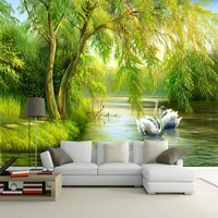 custom mural wallpaper 3d forest swan lake nature scenery photo wall paper living room tv sofa background wall home decor rolls