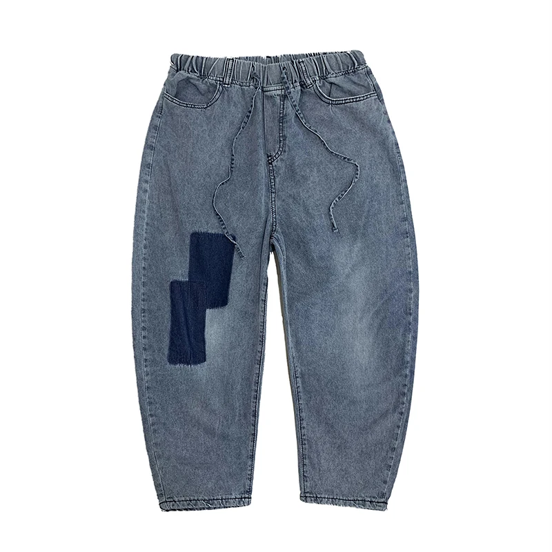 2019 Summer Men's Blue Color Casual Pants Leisure Baggy Homme Patch Wash Jeans Mens Classic Style Loose Trousers Plus Size M-2XL | Мужская
