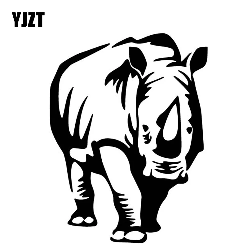 

YJZT 12.6CM*16.8CM Rhinoceros Pattern Creative Decorate Car Door Car Sticker Vinyl Decal Black/Silver C4-2062