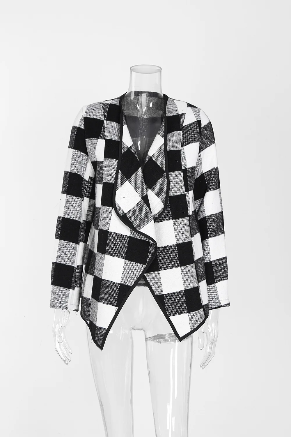 

Vogue Spring Winter Women Wool Plaid Coat Cardigan Female Turn-Down Collar Jacket Outwear Loose Fashionable Women Clothing New