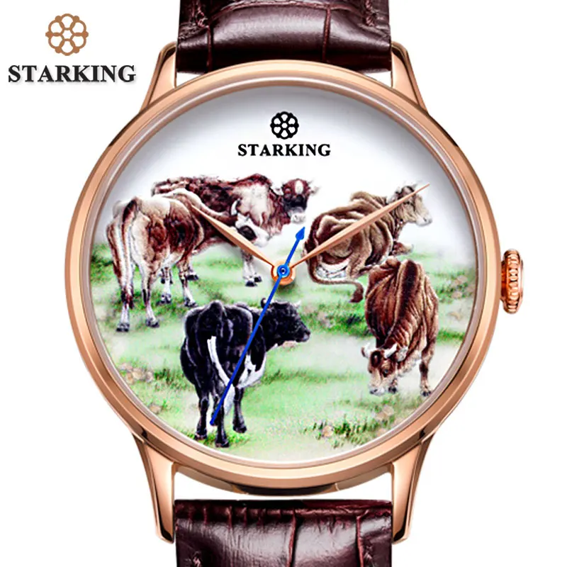 Часы STARKING из натуральной кожи мужские часы в античном стиле ограниченная серия