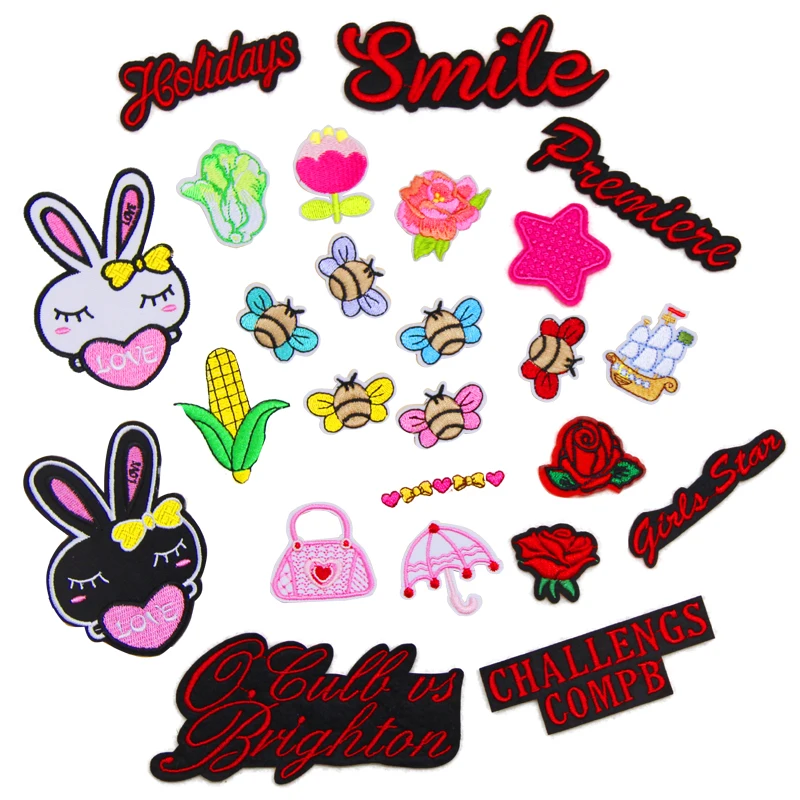 

2018 New arrival 10 pcs popular badges Embroidered patches iron on diy Motif Applique embroidery accessory diy phone decor