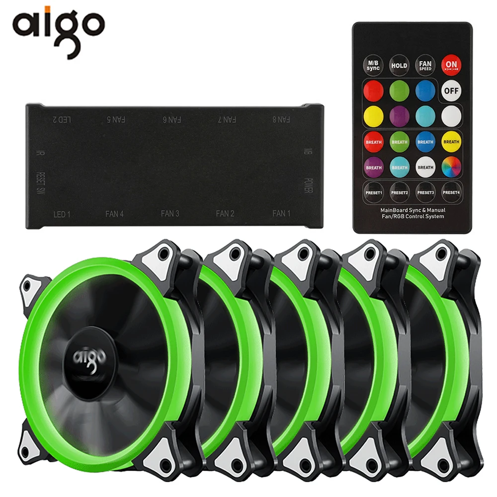 Aigo darkflash 120 мм кулер светодиодный вентилятор RGB IR пульт дистанционного управления