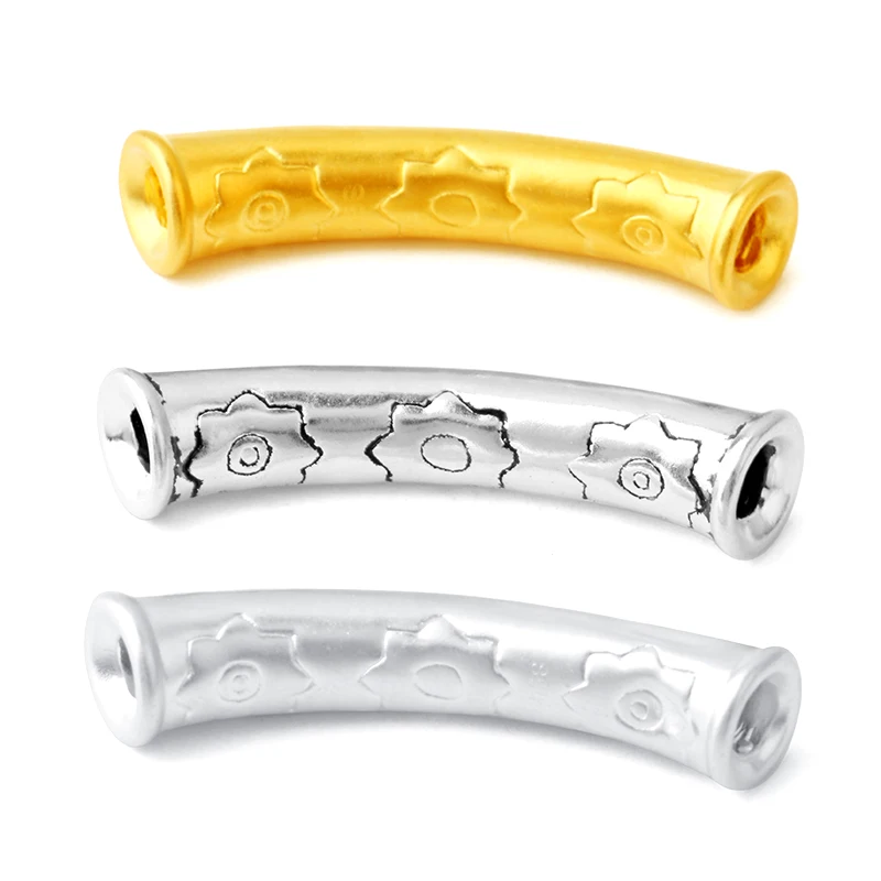 S925 Sterling Silver Color 3D Curved Pipe Six Words Transfer Beads Bracelet  DIY Luxury Jewelry Accessories Wholesale