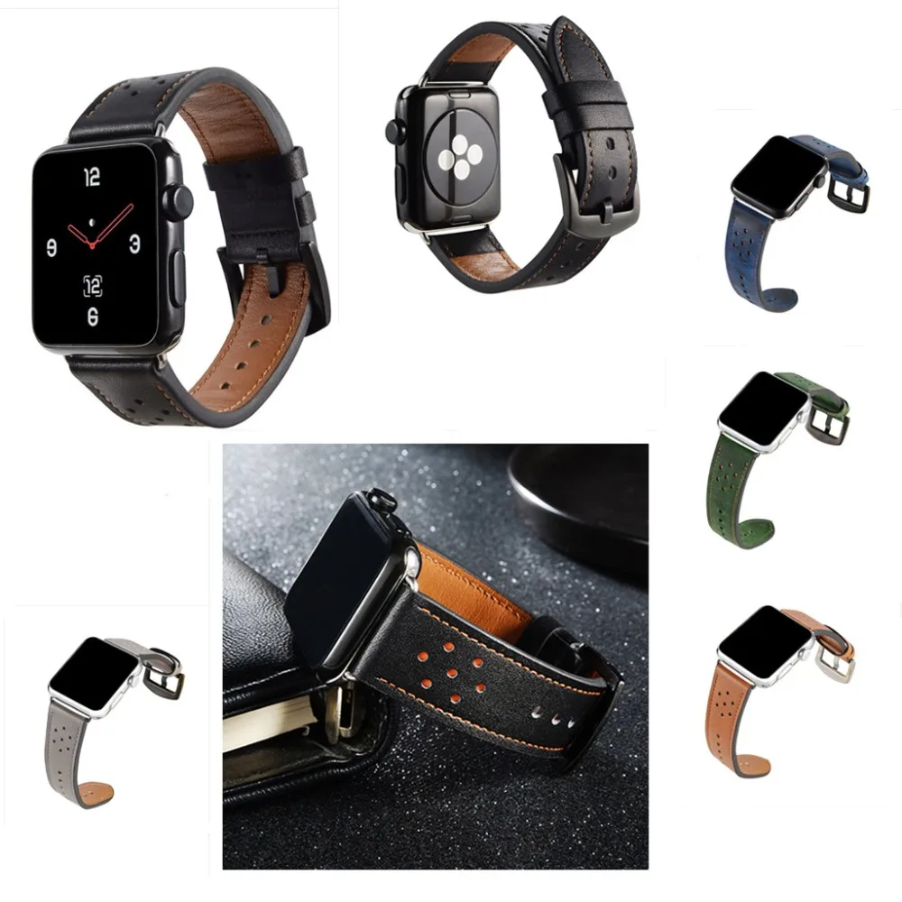 Watch Band for Apple 42mm 38mm Vintage Genuine Leather Belt Bracelet Replacement Wristband iWatch Series 3 2 1 Strap | Наручные часы