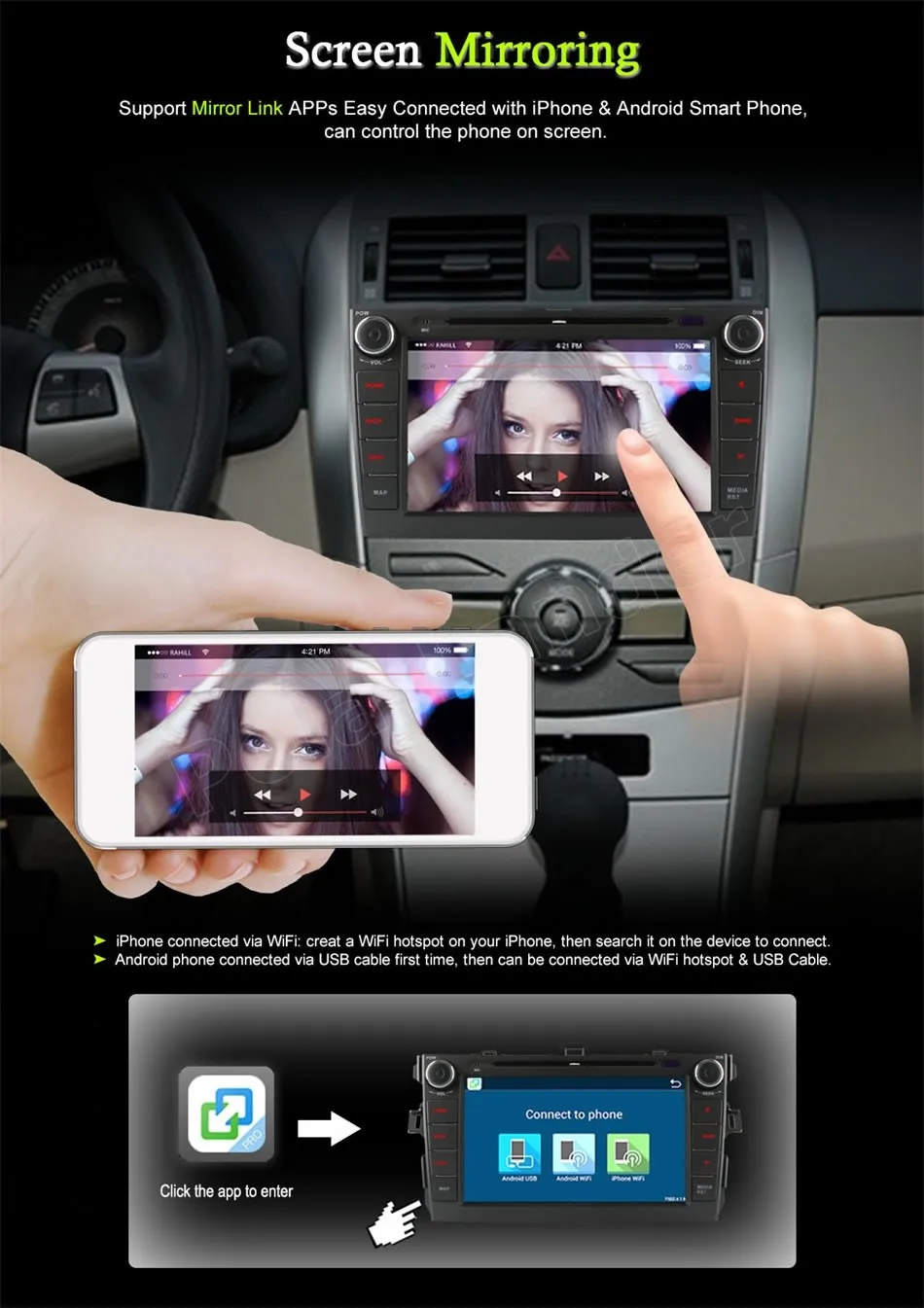 Bluetooth 8-дюймовый Android 6 0 GPS радио для Toyota corolla 2007 - 2011 Автомобильный DVD-плеер