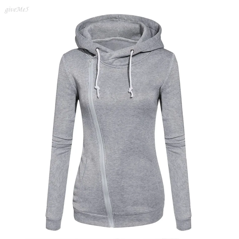Осень Для женщин толстовка с капюшоном косые молнии худи верхняя одежда длинное