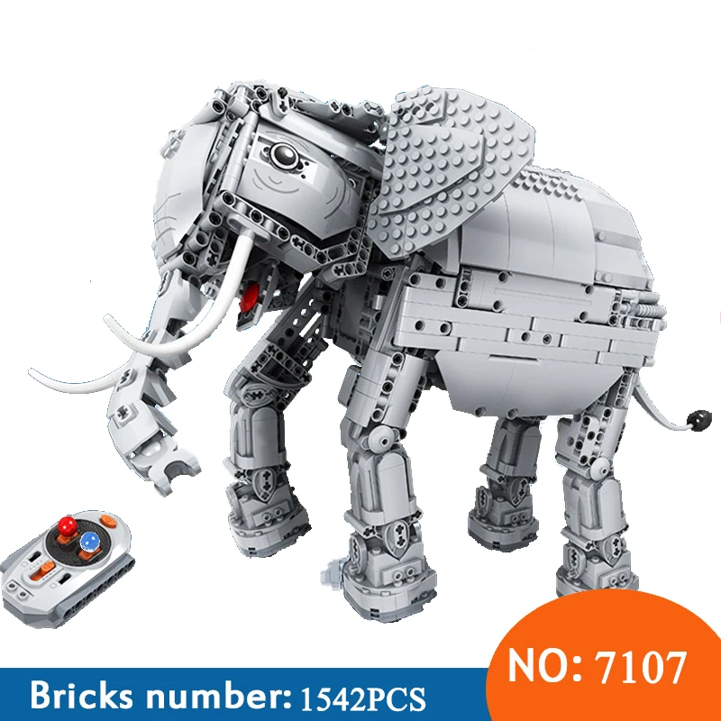 Winner 7107 Technic creaters 1542 шт. креативный Радиоуправляемый пульт дистанционного управления слон животное электрические строительные блоки игрушки для детей