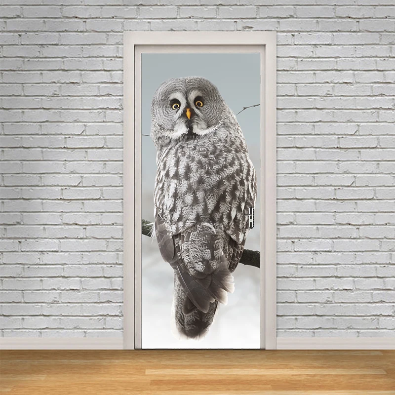 Фото Новые креативные наклейки на дверь в виде милой совы сидя дереве декор для