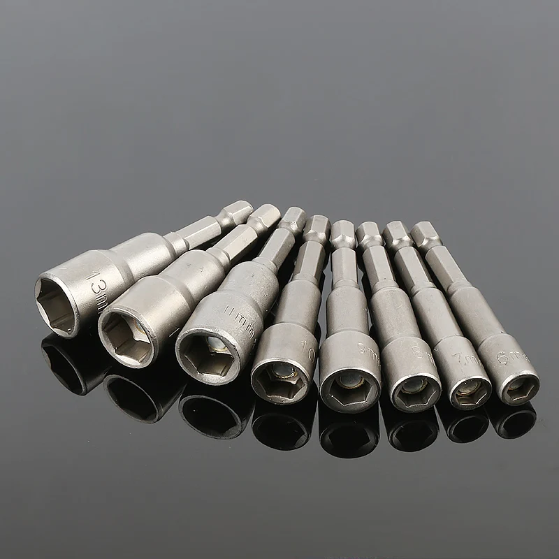 8 шт. мм Шестигранная розетка драйвер гайка 65 длина магнитное воздействие