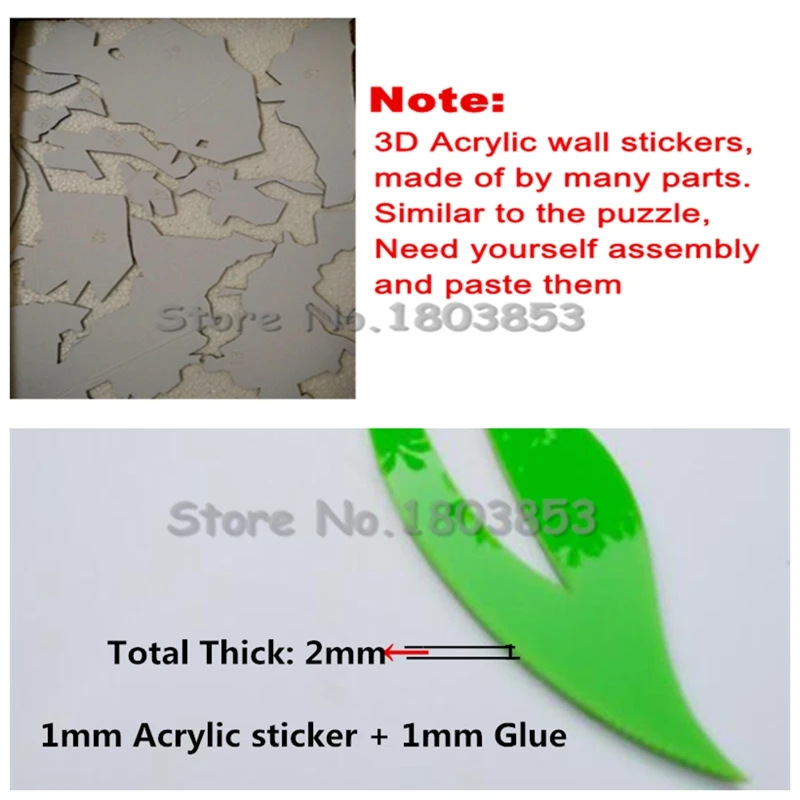 6pcs Frames Photo Wall Three-dimensional crystal TV backdrop wall stickers bedroom living room Home decor acrylic sticker decals