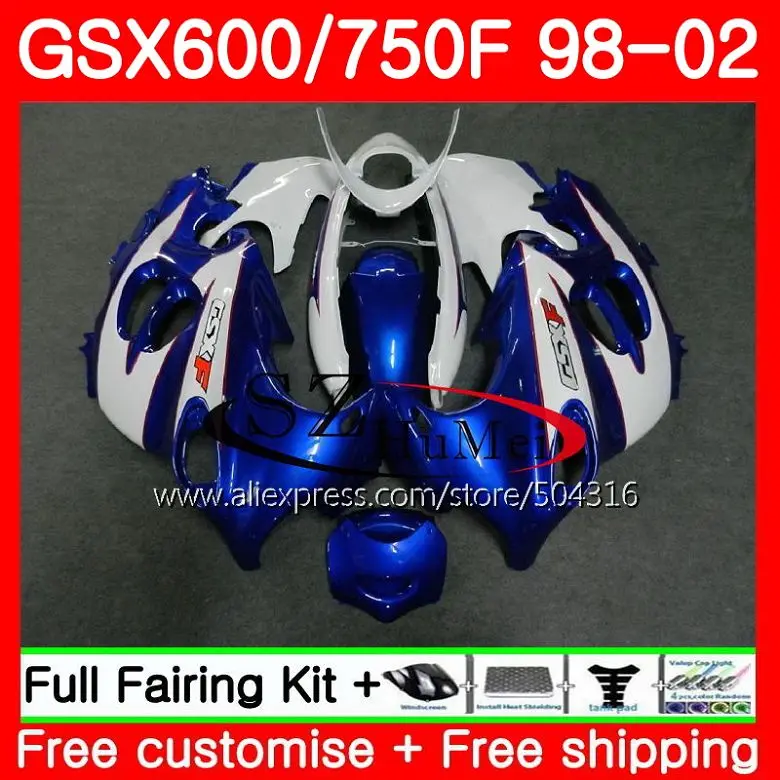 Корпус белого и синего цвета для SUZUKI KATANA 98 99 00 01 02 GSXF750 GSX600F GSXF 600 750 28SH6 GSXF600 1998 2000 2001
