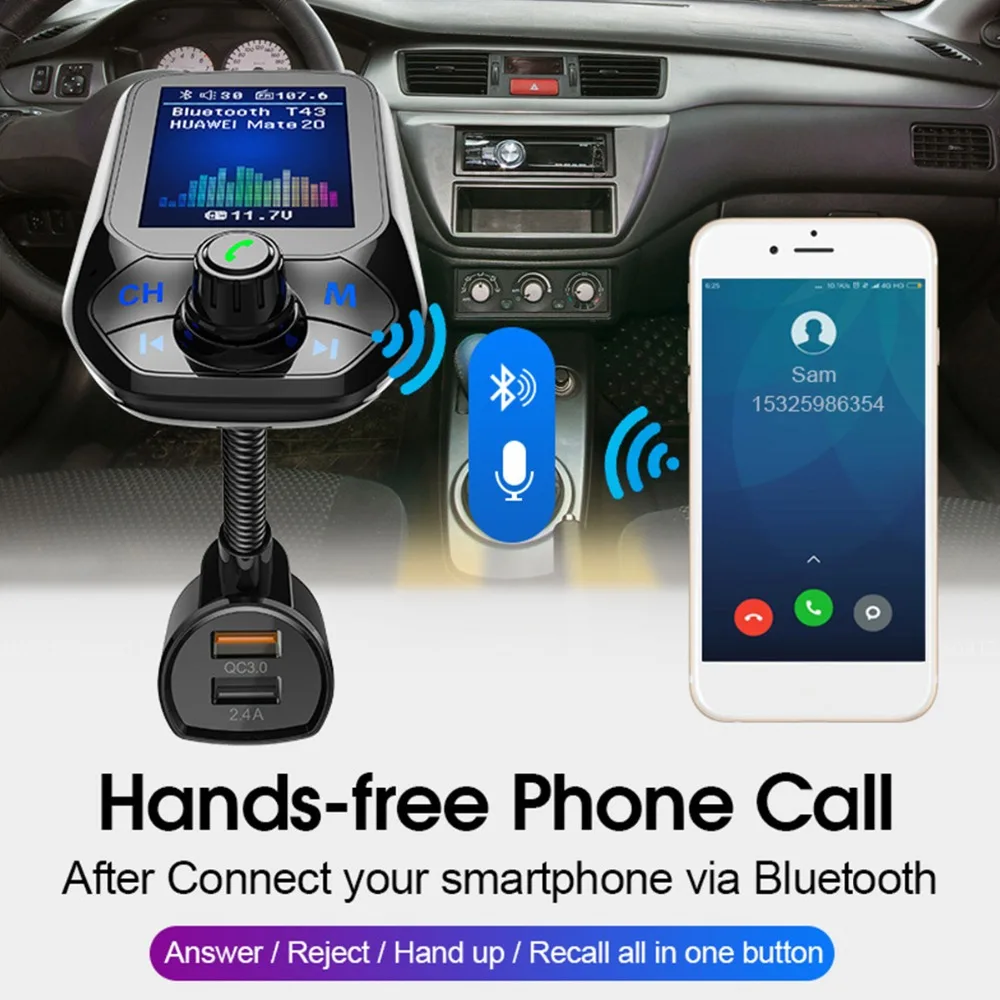 Портативный Handsfree Bluetooth Автомобильный MP3 плеер fm передатчик 1 8 &quotTFT цветной