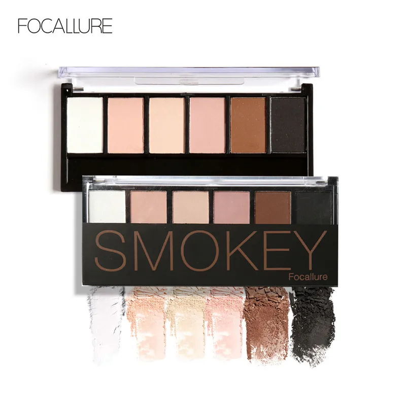FOCALLURE New Pro 6 Colors Eyeshadow Makeup Set Waterproof Smudge Proof Eye Shadow Powder Palette For Women |
