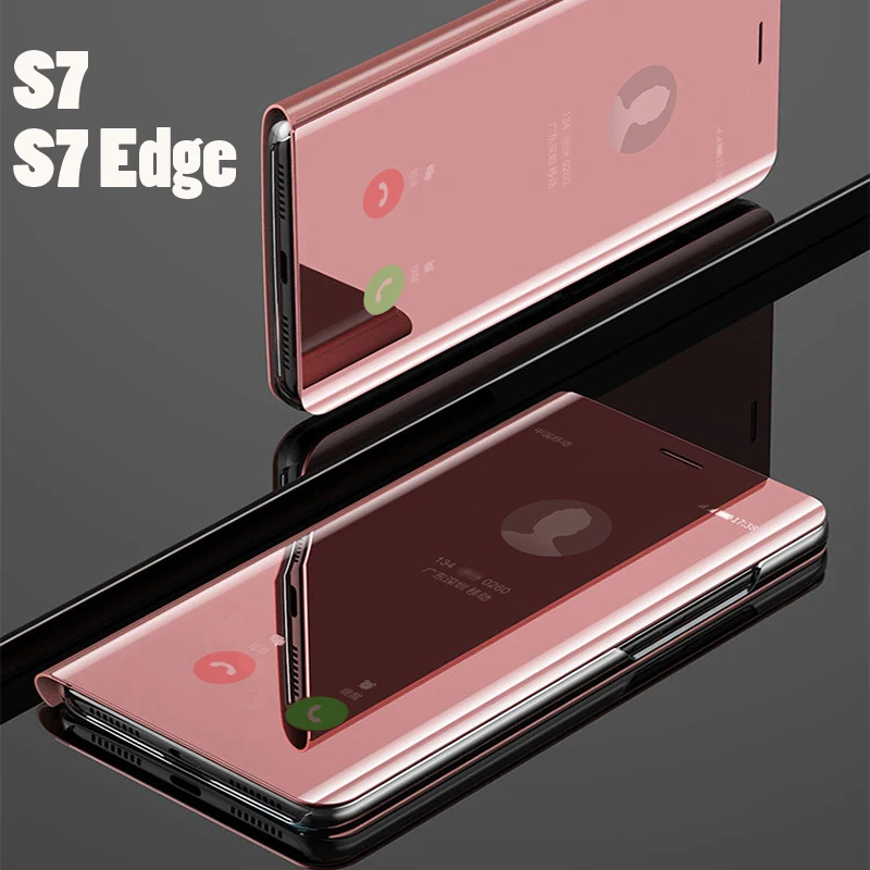 Откидной Чехол для телефона с умным зеркалом чехол Samsung galaxy S7 Edge S 7 S7edge жесткий