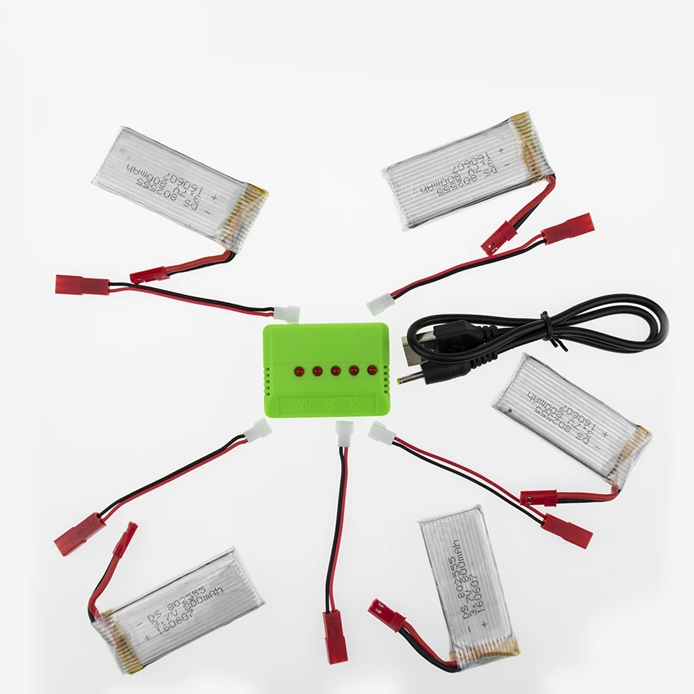 

JJRC H12C H12 5Pcs 3.7V 800mAh Battery with X5 Charger and Cable For V636 V686 V686G V686J V686K UAV RC Quadcopter Drone H12W