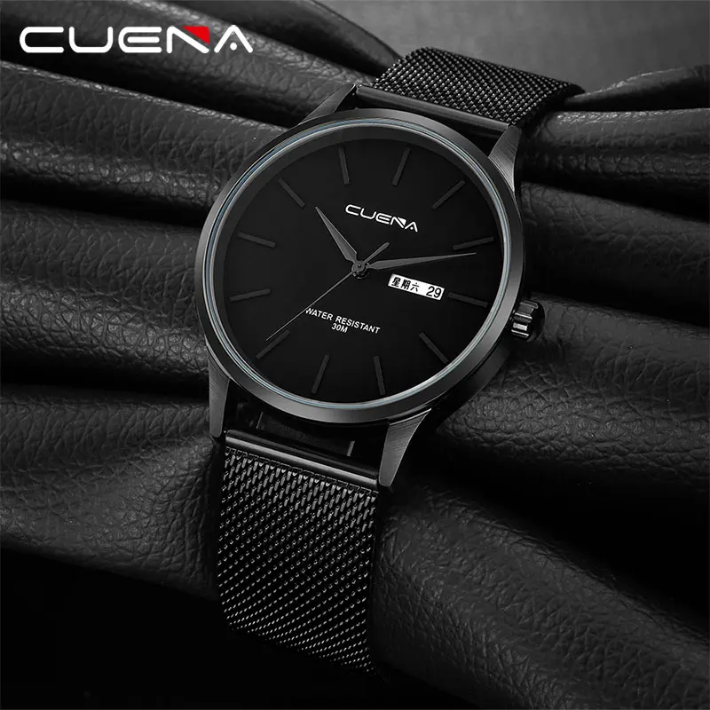 CUENA Quartz Watch 30M Waterproof Fashion Luxury Men's Wrist Top Band Casual Stainless Steel Watches Relogio Masculino | Наручные