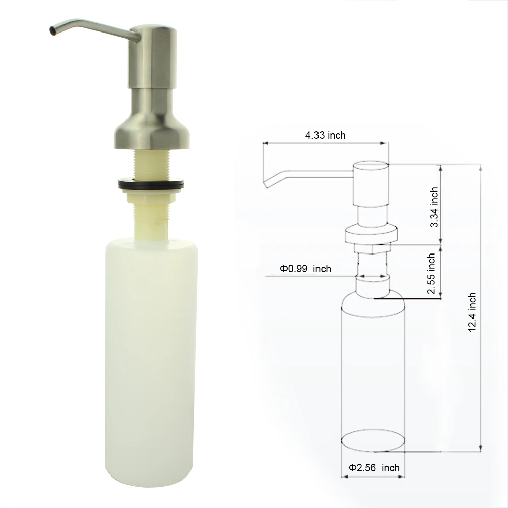 Диспенсер для жидкого мыла из нержавеющей стали 304 кухонной раковины встроенный