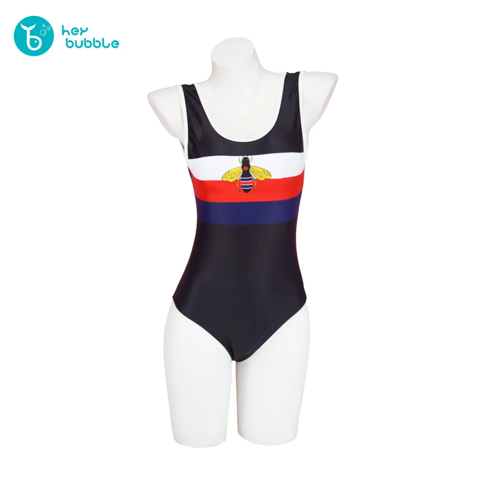 Цельный купальник с принтом в полоску купальные костюмы рисунком пчелы