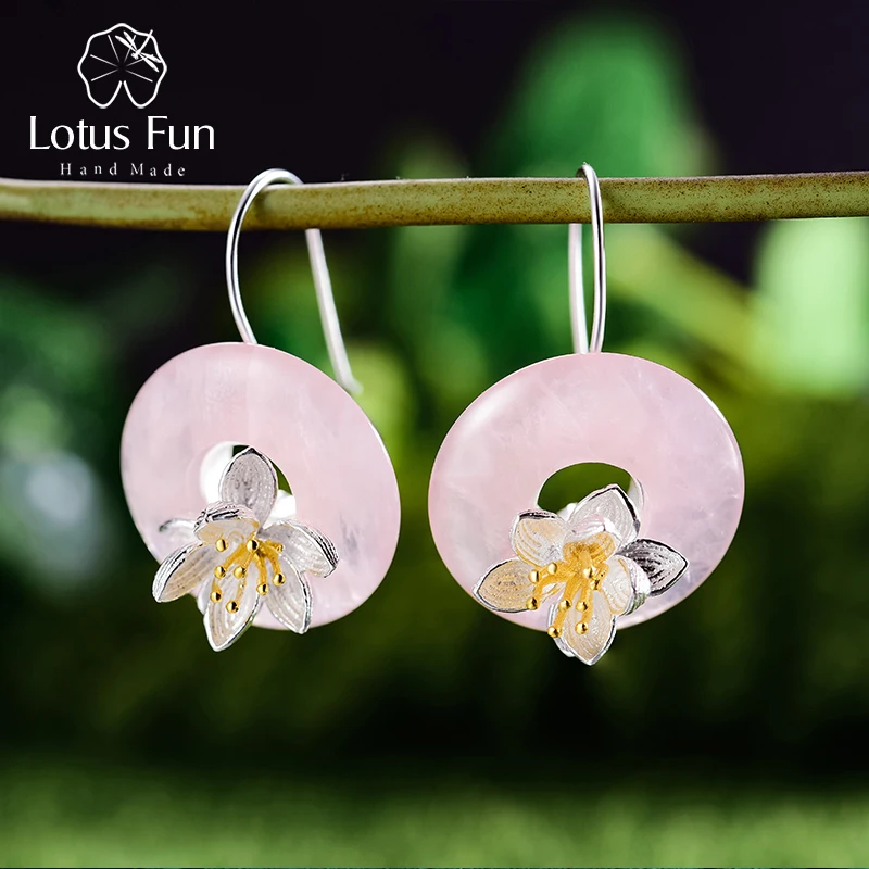Lotus Fun Реальные Стерлингового Серебра 925 Природный Камень Творческий Изысканные