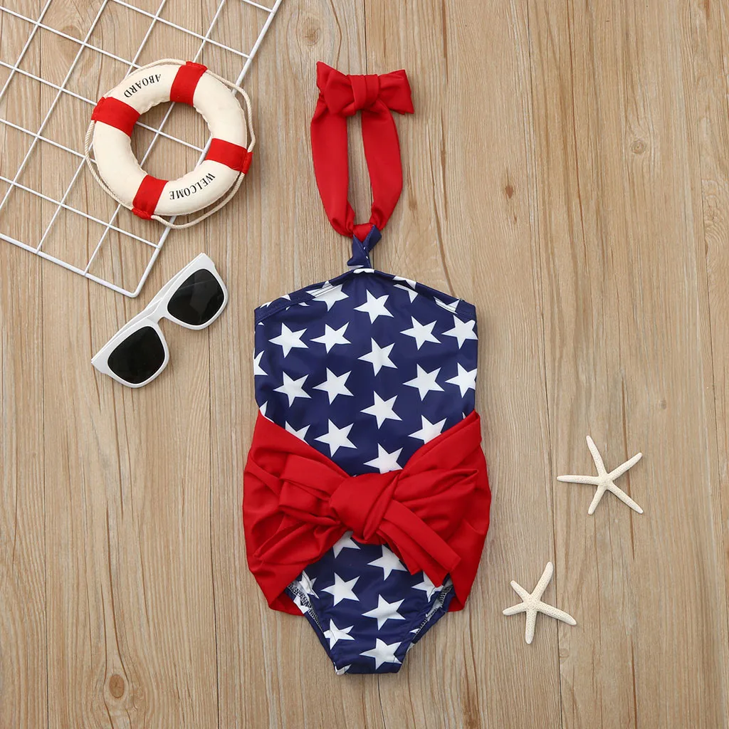 Купальный костюм для маленьких девочек 4 июля купальник с запахом в виде звезд