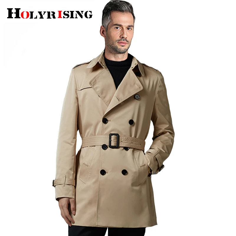 

Holyrising New Arrive Male Double-breasted Trench coat Medium-Long Khaki Trench Fashion Male Coat Slim Trench M-4XL 18837-5