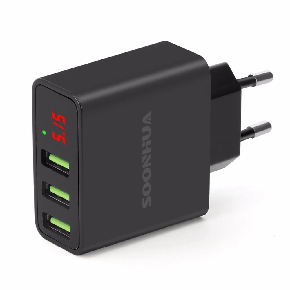 Зарядное устройство SOONHUA универсальное с 3 USB портами и светодиодным