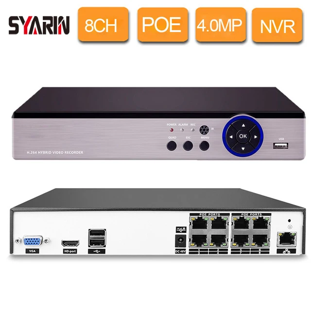 4MP CCTV 8CH POE NVR 4 К H.265 ONVIF наблюдения Сетевой Видео Регистраторы 4.0MP безопасности 8