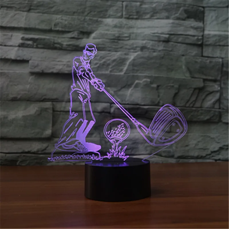 

Free shipping New type of golf 3D lamp seven color LED acrylic visual lamp touch illusion lamp decorative USB Christmas gift