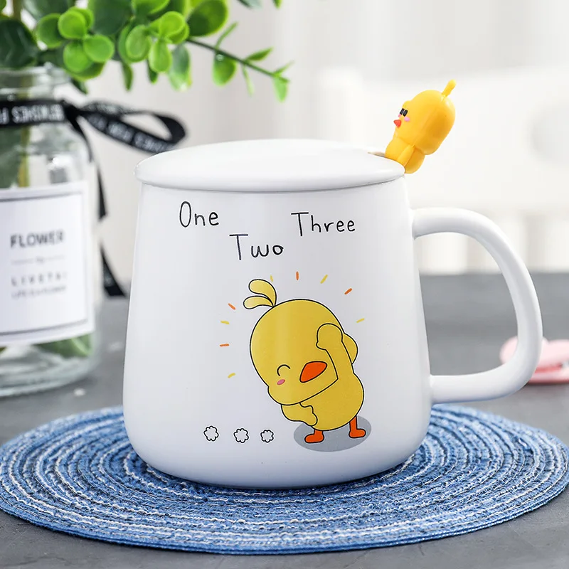 Милая кружка чашка кофейные чашки Tazas De Ceramica Creativas путешествия таза кафе маленькая Желтая утка молоко Кружки Мультфильм
