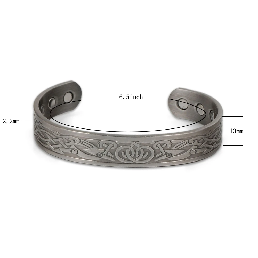 Wollet Jewelry Magnetic Therapy Pure Copper Bracelet Bangle for Men Open Cuff Bio Magnet Antique Pain Relief Anti Arthritis | Украшения и