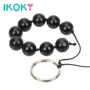 Анальная пробка IKOKY, девять анальных шариков, стеклянные анальные шарики, кольцо для влагалища, ручные секс-игрушки для женщин, Эротические товары для взрослых, массаж простаты